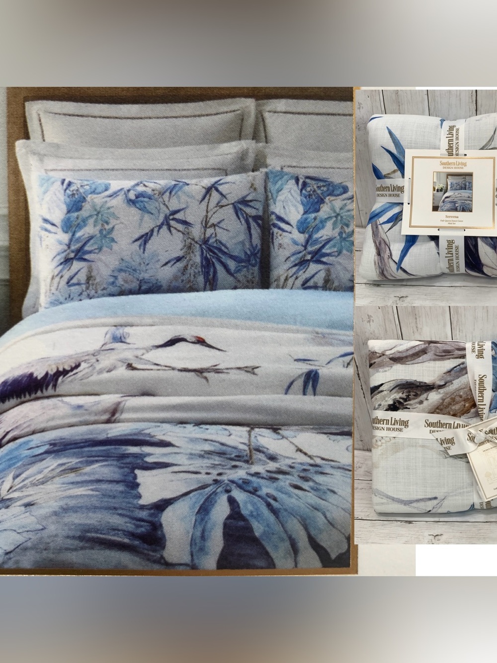 Southern Living Sereena Full Queen Duvet Cover Mini Set Two Shams 100% Cotton